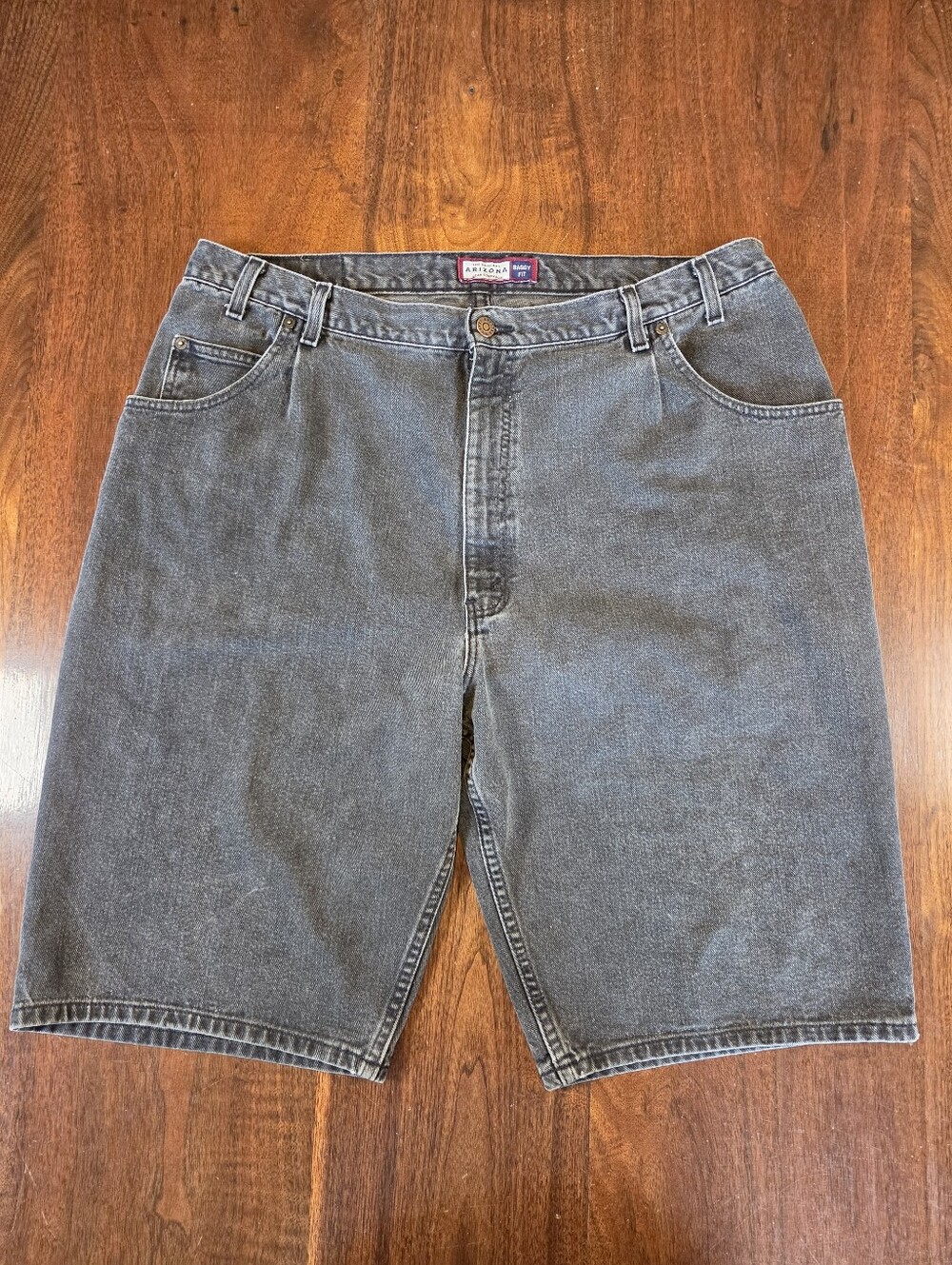 Vintage Arizona Baggy Fit Denim Jorts Grey Black Jean Shorts 90s Size 40